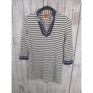 Tory Burch Tunic Dress Kids XL Stripe White Navy Blue Tunic Nautical